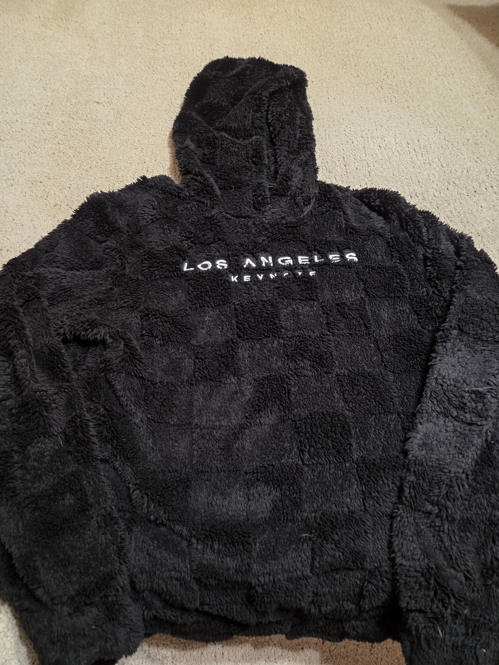 Los Angeles Black Plush Hoodie - Men's Cozy Pullover Sweater